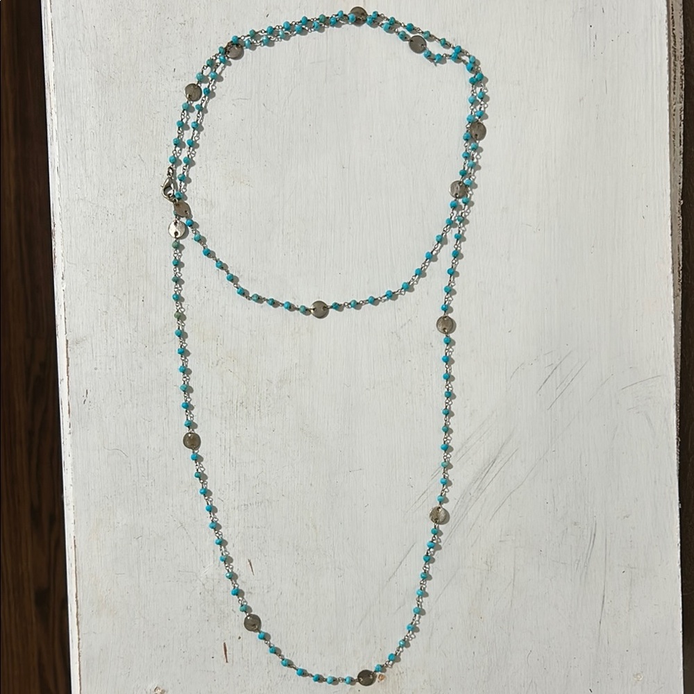 Elegant Turquoise and Silver Beaded Necklace